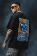 UTOPIA Black Oversized Graphic Back Printed T-shirt