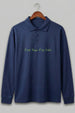 Normal Is Boring Navy Oversized Full Sleeve Exclusive Polo T-shirt