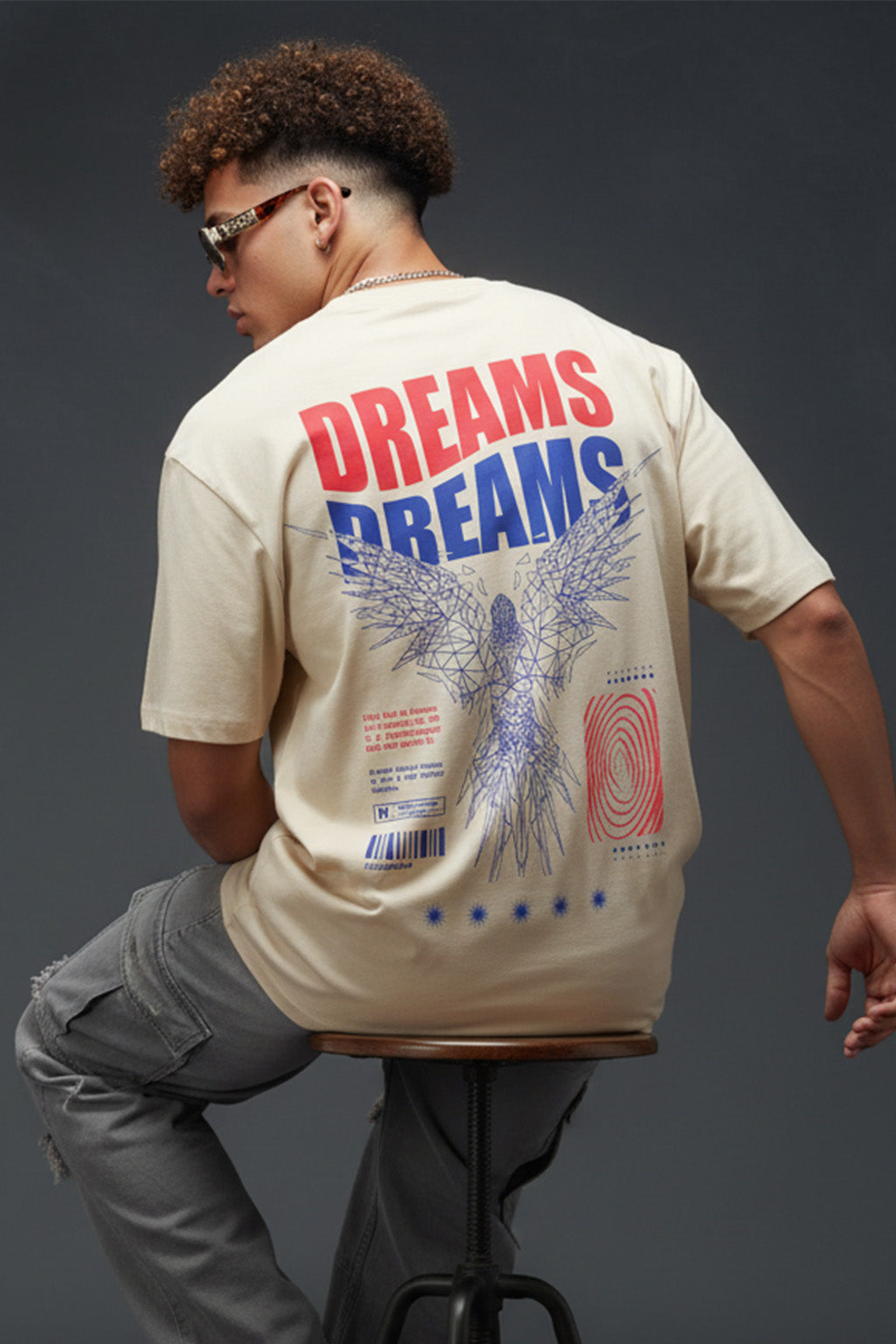 Dreams Swanwhite Oversized Graphic Printed T-shirt