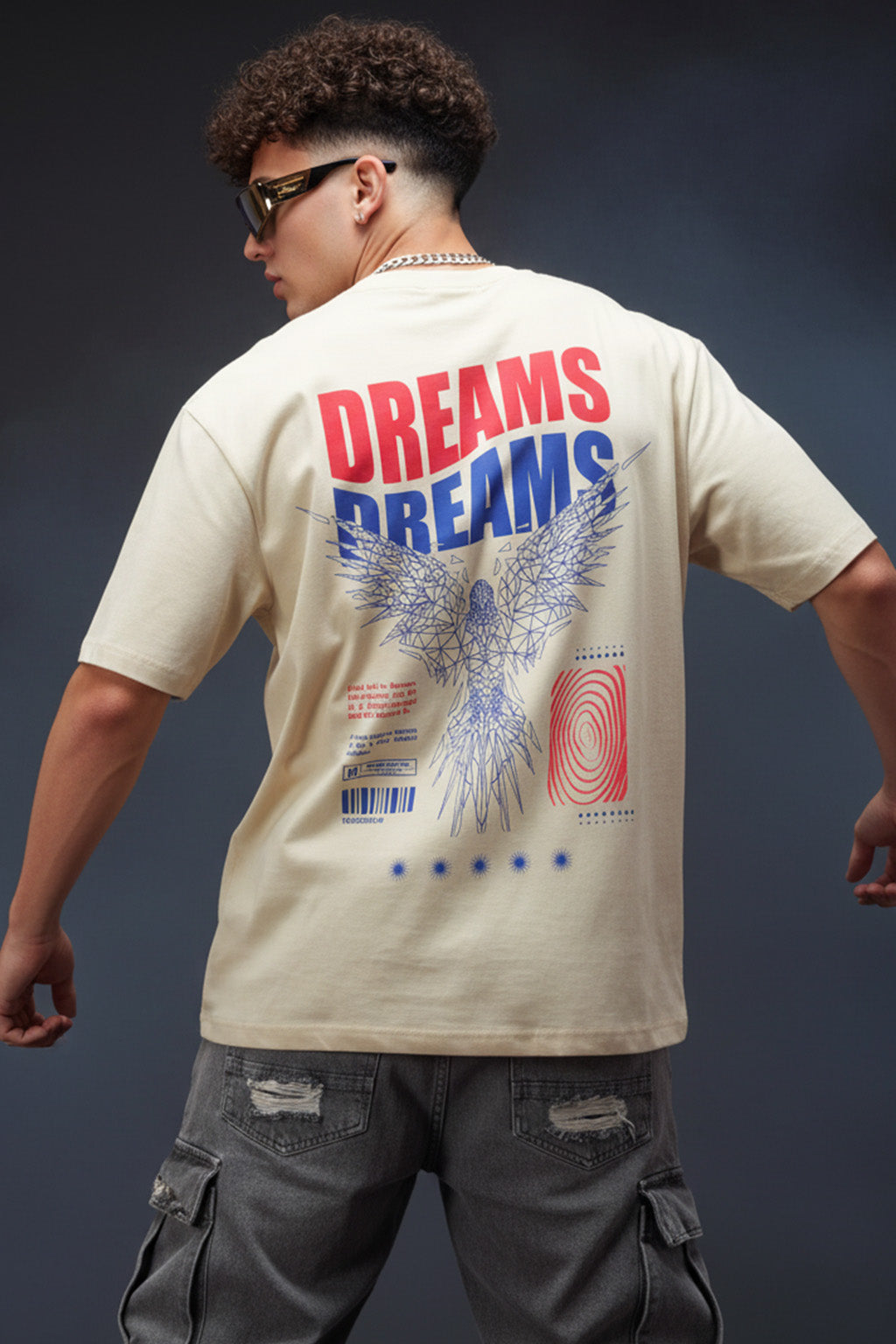 Dreams Swanwhite Oversized Graphic Printed T-shirt