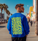 Veirdo Blue Oversized Back Typographic Printed Sweatshirt