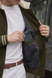 Olive Green Varsity Bomber Suede Exclusive Jacket With Inner Pocket
