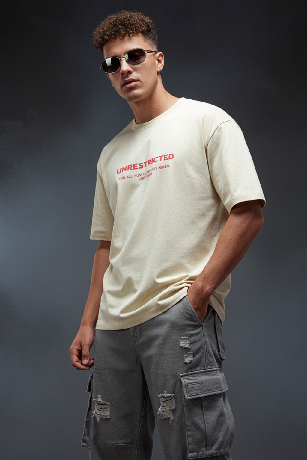Dreams Swanwhite Oversized Graphic Printed T-shirt