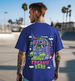 Freaky Head Blue Oversized Back Graphic Printed Tshirt