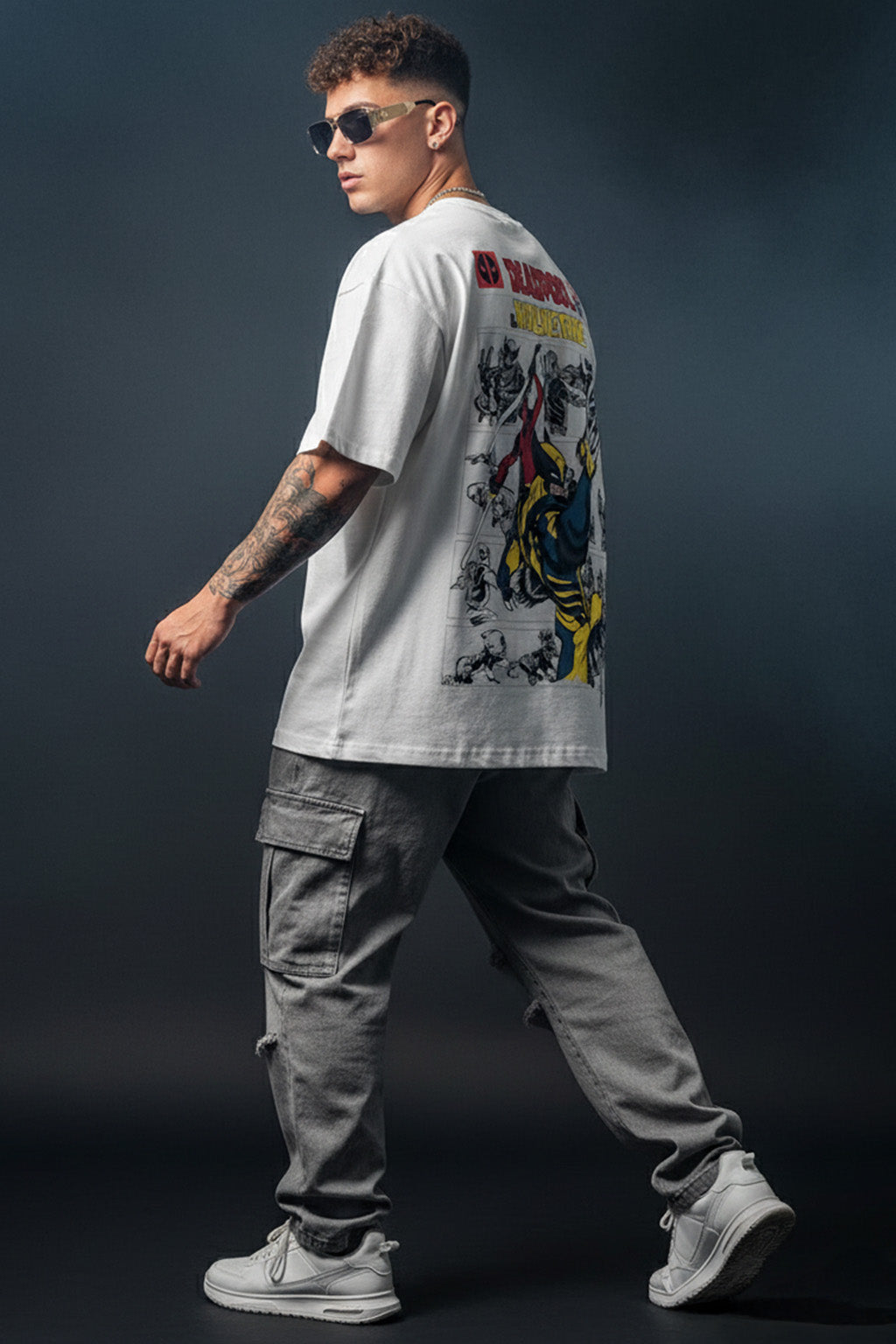 PREPARE FOR TROUBLE? Marvel Super Hero White Oversized Deadpool T-Shirt