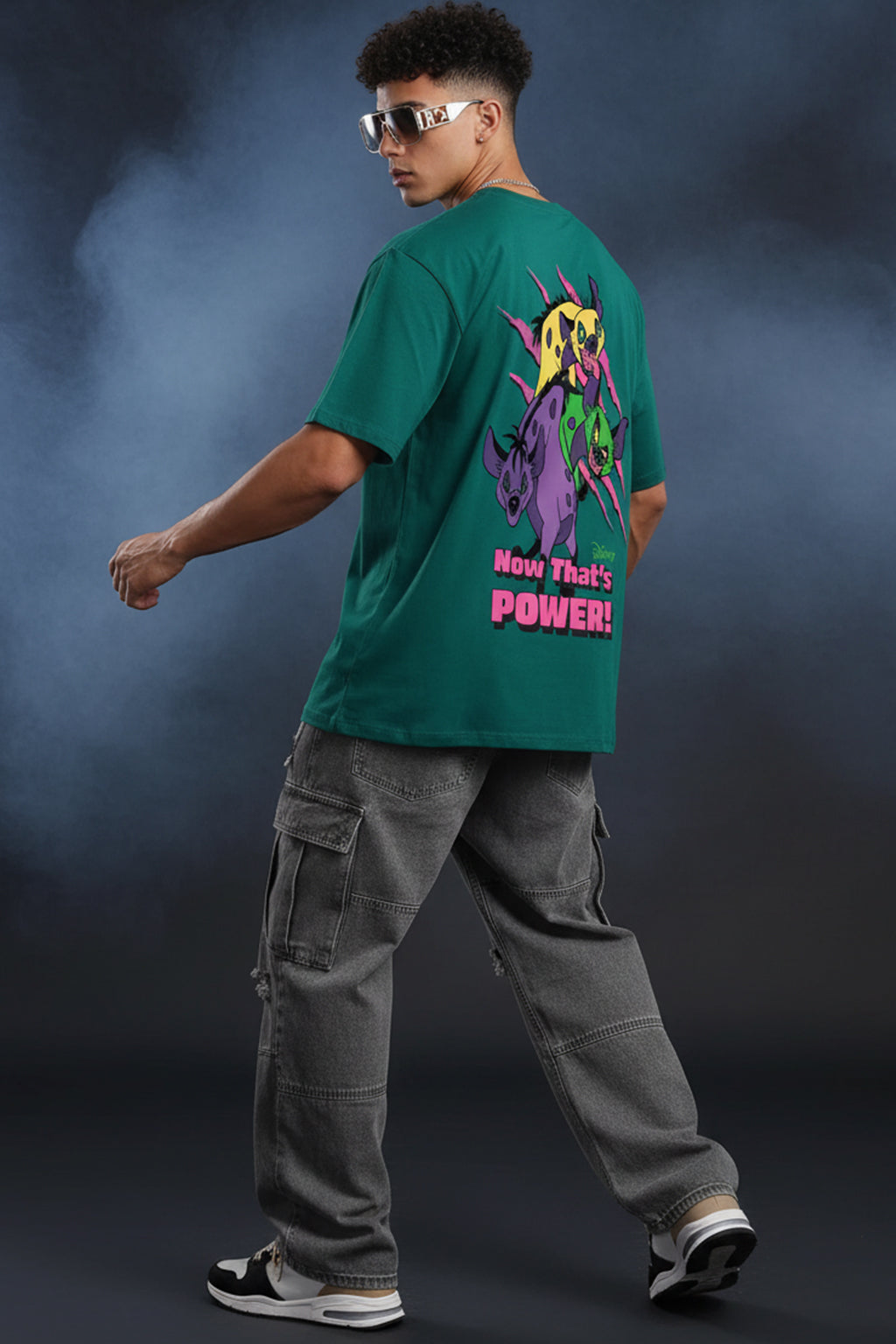Disney Lion King Bottle Green Oversized Back Graphic Printed T-shirt