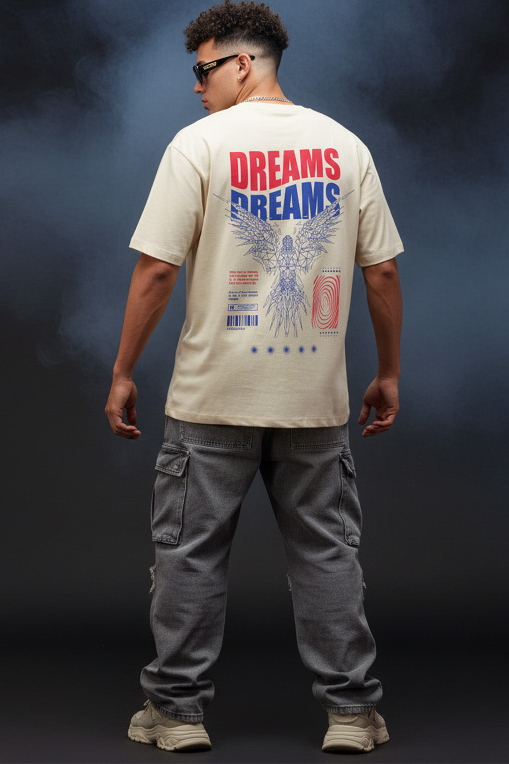 Dreams Swanwhite Oversized Graphic Printed T-shirt