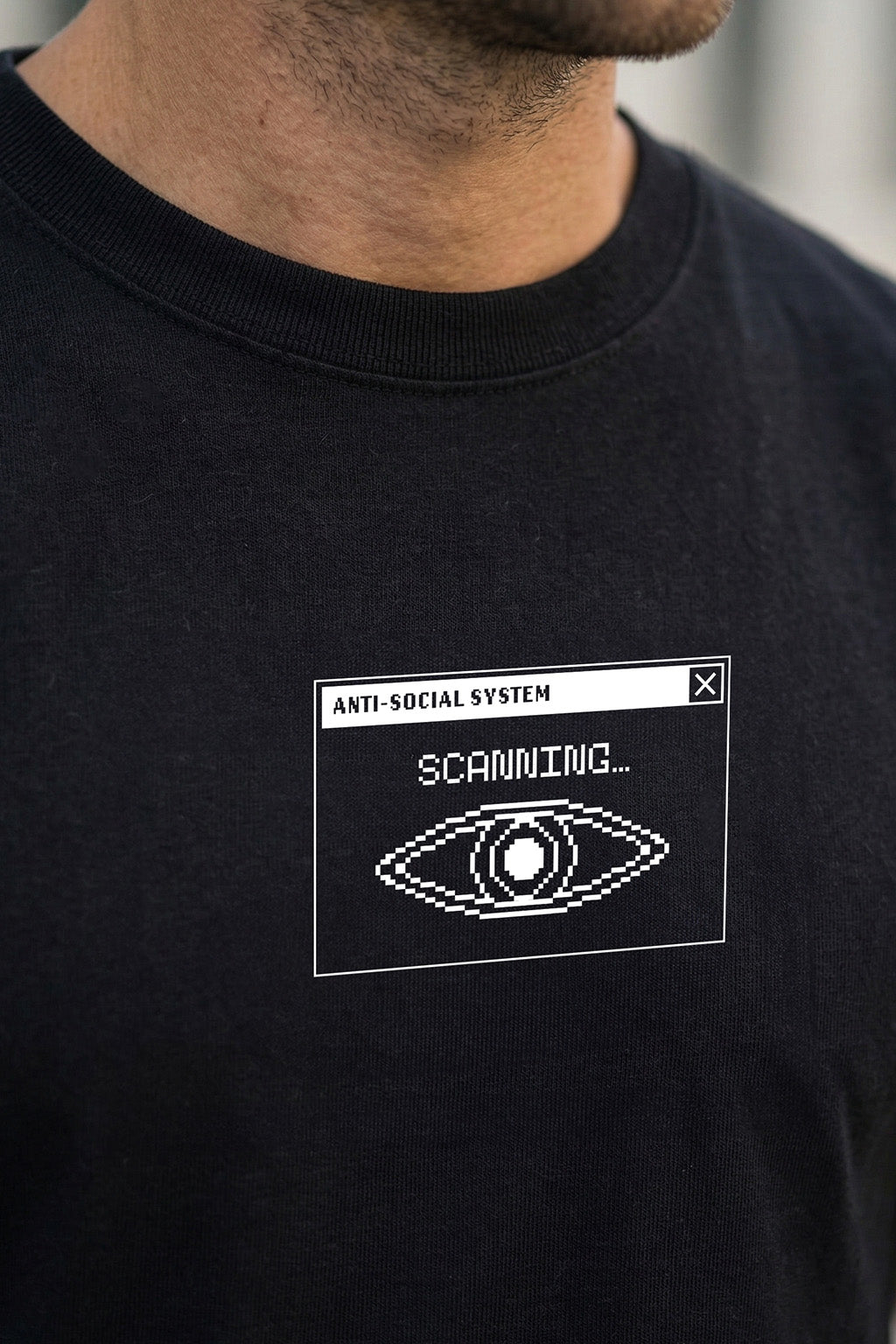Scanning Black Regular Fit Printed T-shirt