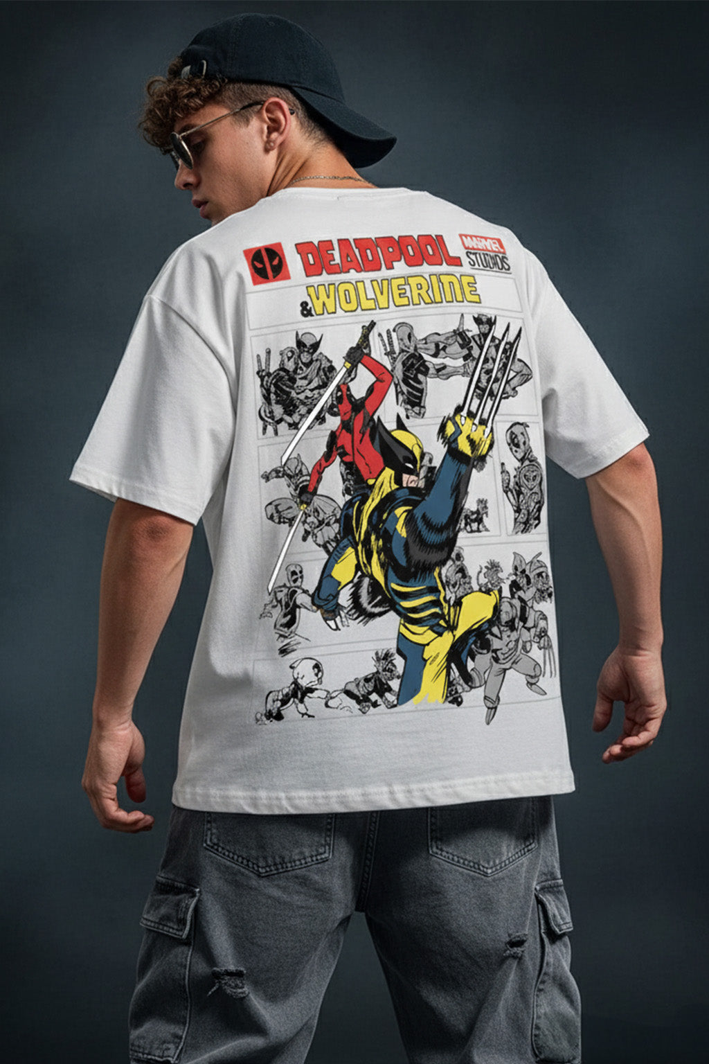 PREPARE FOR TROUBLE? Marvel Super Hero White Oversized Deadpool T-Shirt
