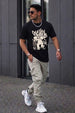 Old School Black Regular Fit Printed T-shirt