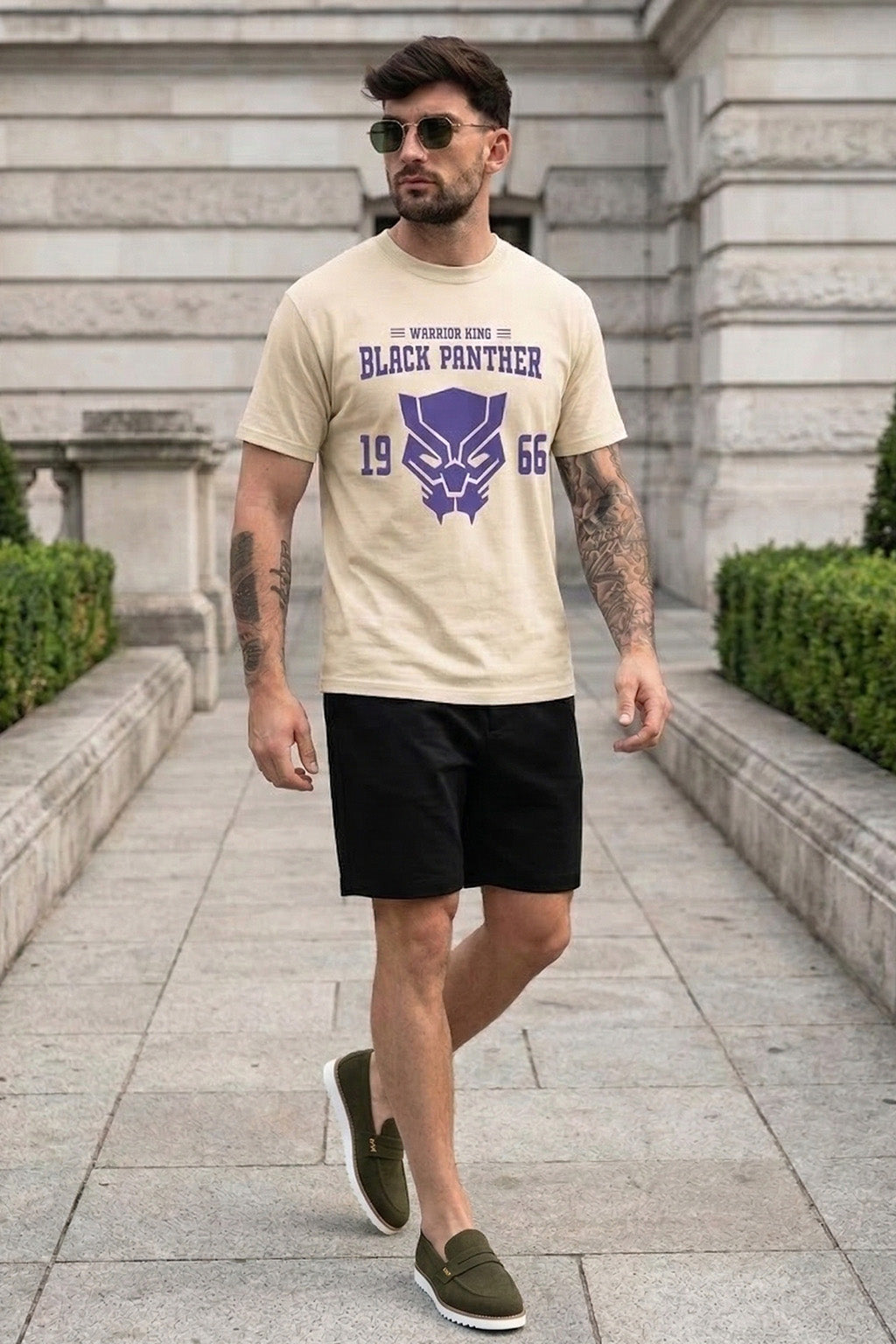 Black Panther Swanwhite Regular Fit Printed T-shirt