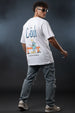 STAY COOL Oversized White Graphic Printed T-shirt