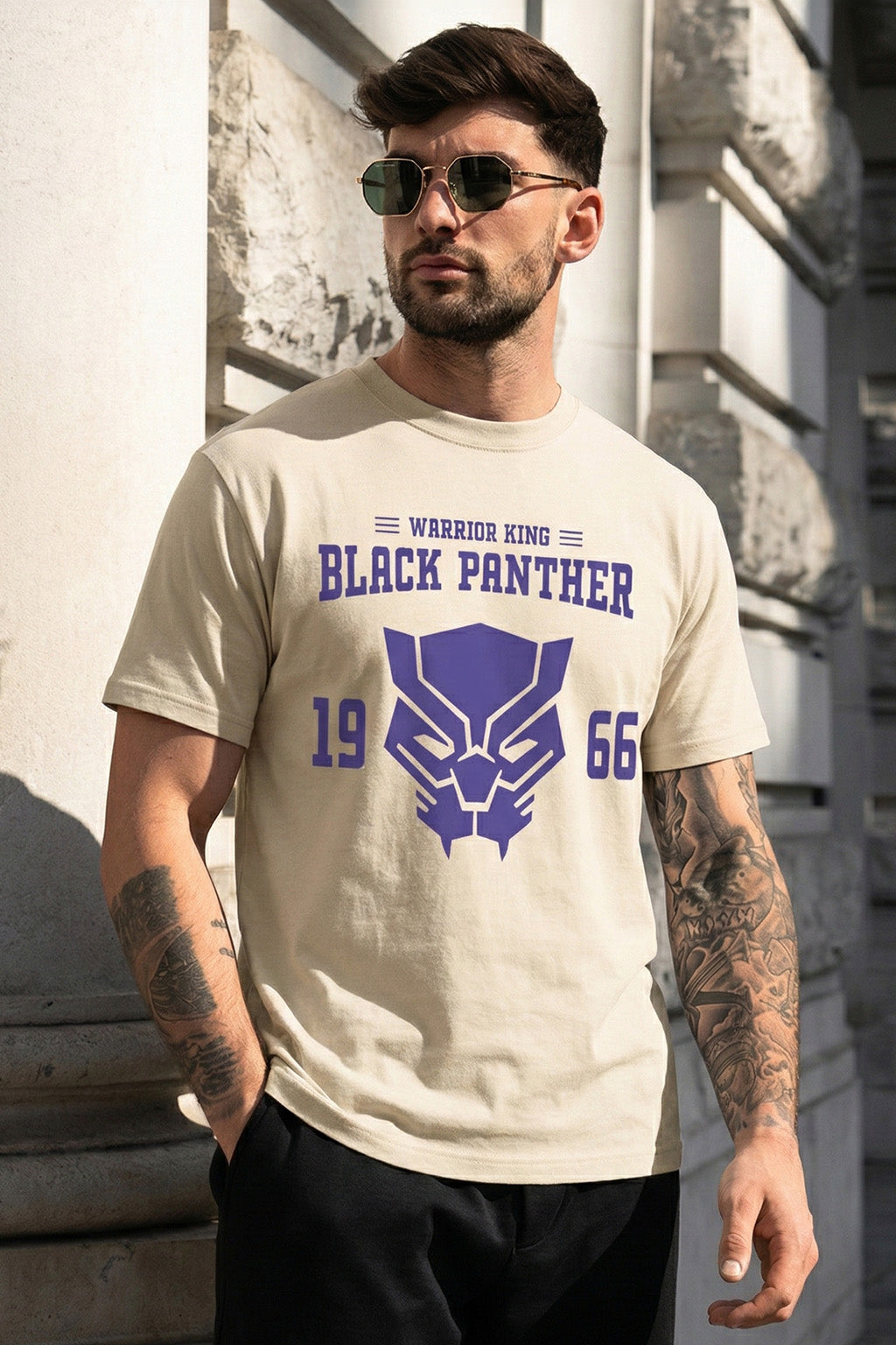 Black Panther Swanwhite Regular Fit Printed T-shirt