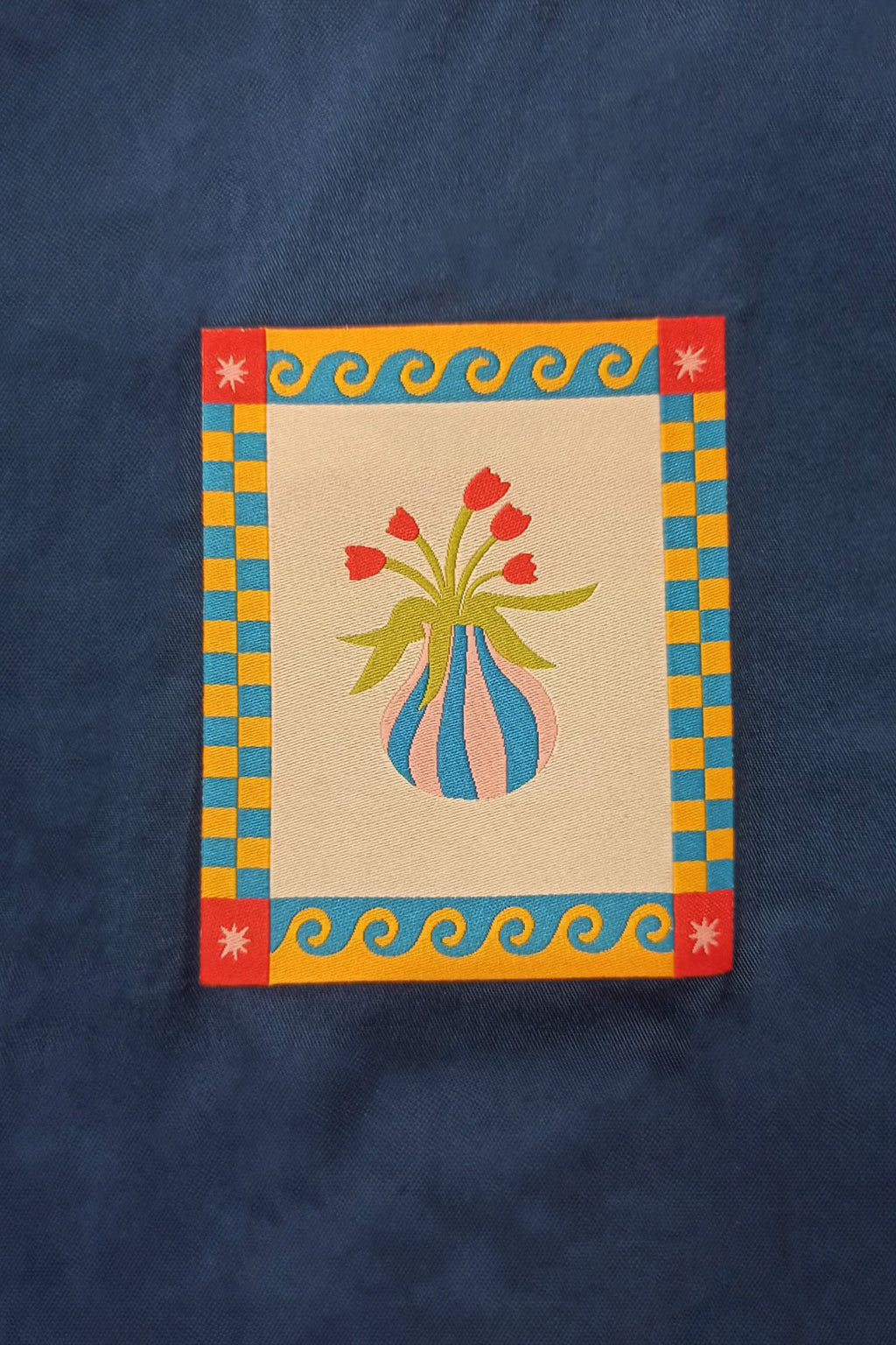 Flowerpot Navy Oversized Sticker Printed Exclusive Shirt