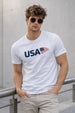 USA White Regular Fit Printed T-shirt