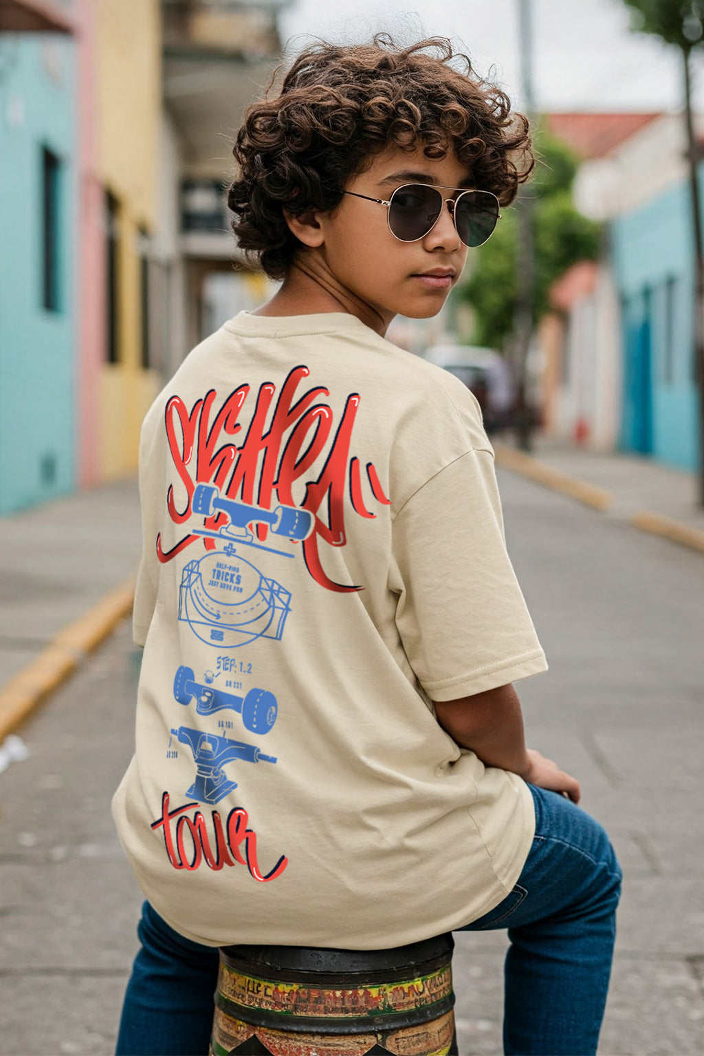 Skaters Swanwhite Oversized Graphic Printed Boys T-shirt