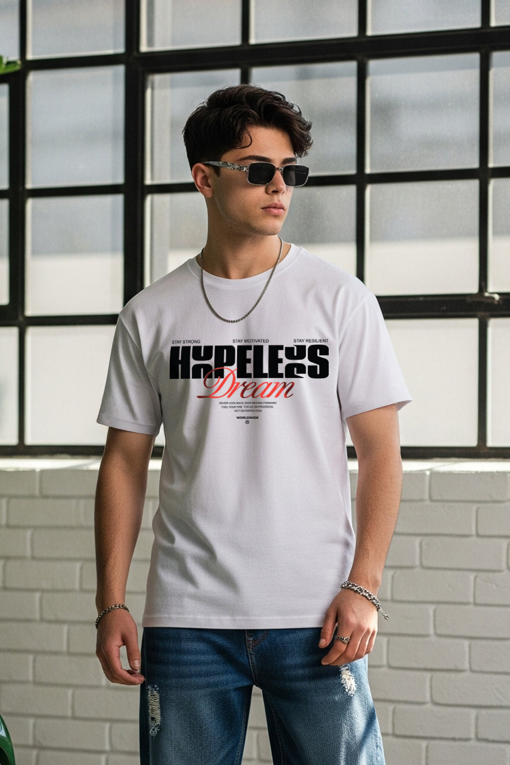 Hopeless White Regular Fit Printed T-shirt