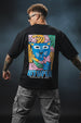 UTOPIA Black Oversized Graphic Back Printed T-shirt