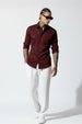 Maroon Plain Relaxed Fit Full Sleeve Dual Pocket Utility Exclusive Shirt