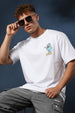 STAY COOL Oversized White Graphic Printed T-shirt