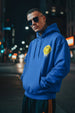 Smile Blue Oversized Pocket Graphic Printed Hoodie