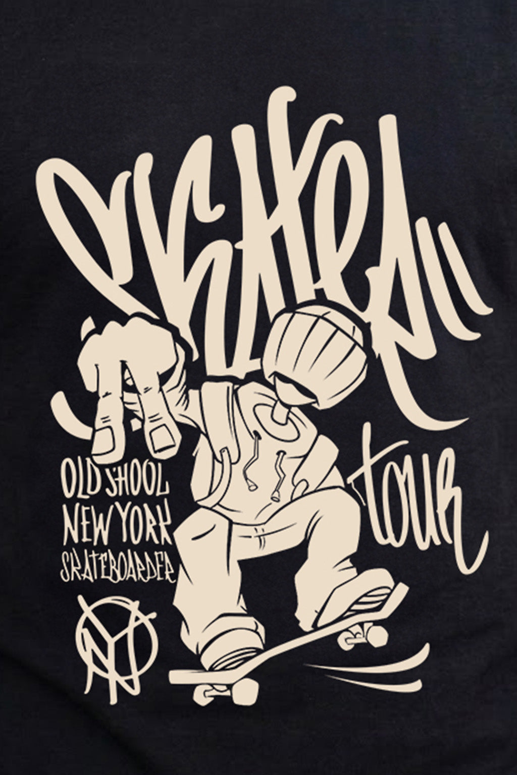 Old School Black Regular Fit Printed T-shirt