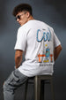 STAY COOL Oversized White Graphic Printed T-shirt