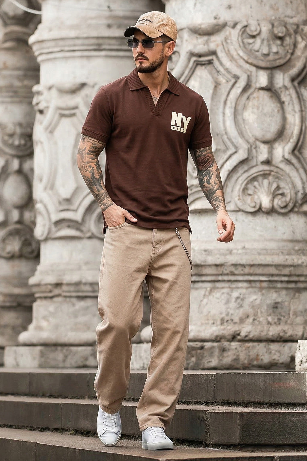 New York Chocolate Rib Collar Economic Regular Fit Pique Polo