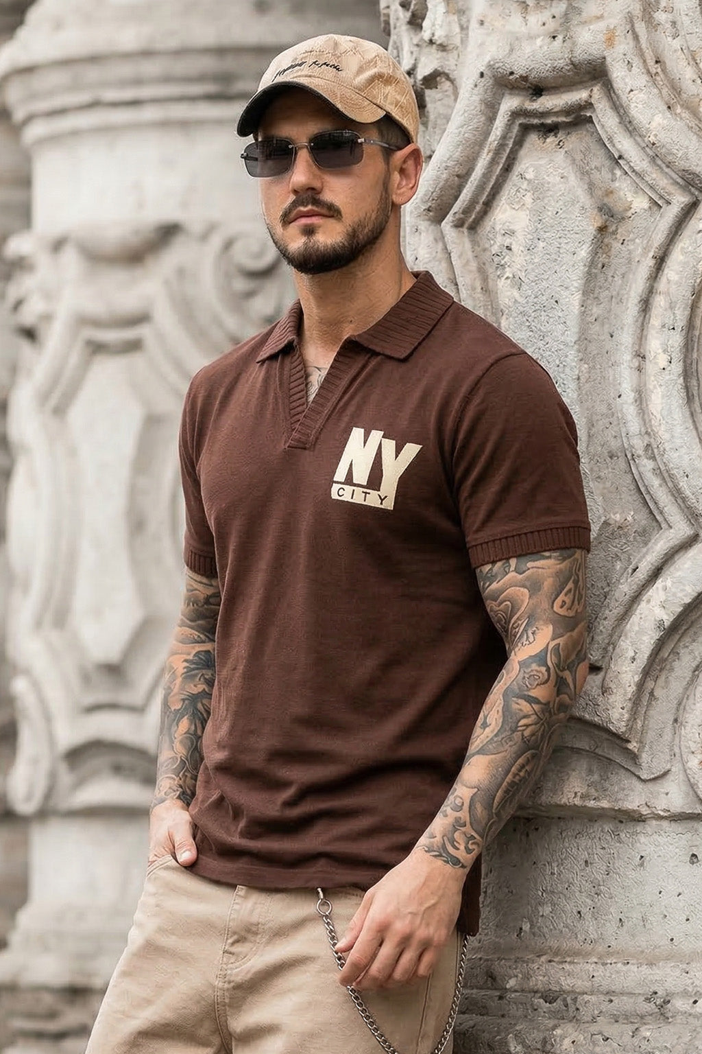 New York Chocolate Rib Collar Economic Regular Fit Pique Polo
