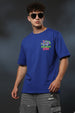 Freaky Head Blue Oversized Back Graphic Printed T-shirt