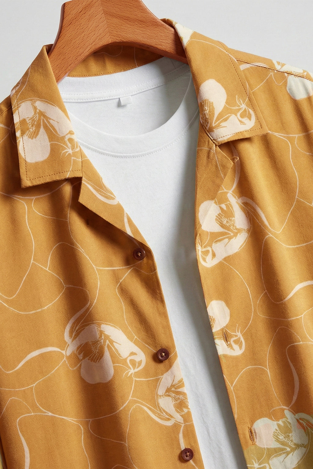 Golden Ochre Floral All Over Print Oversized Exclusive Shirt