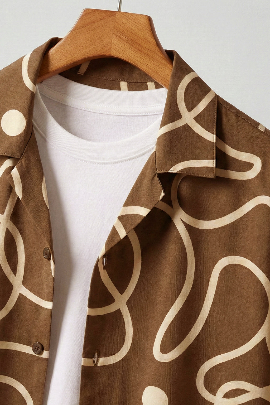 Abstract Maze Brown All Over Print Oversized Exclusive Shirt