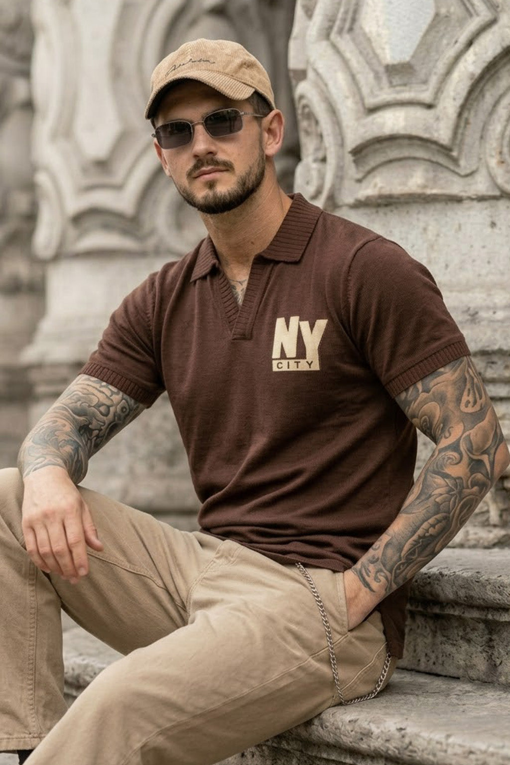 New York Chocolate Rib Collar Economic Regular Fit Pique Polo