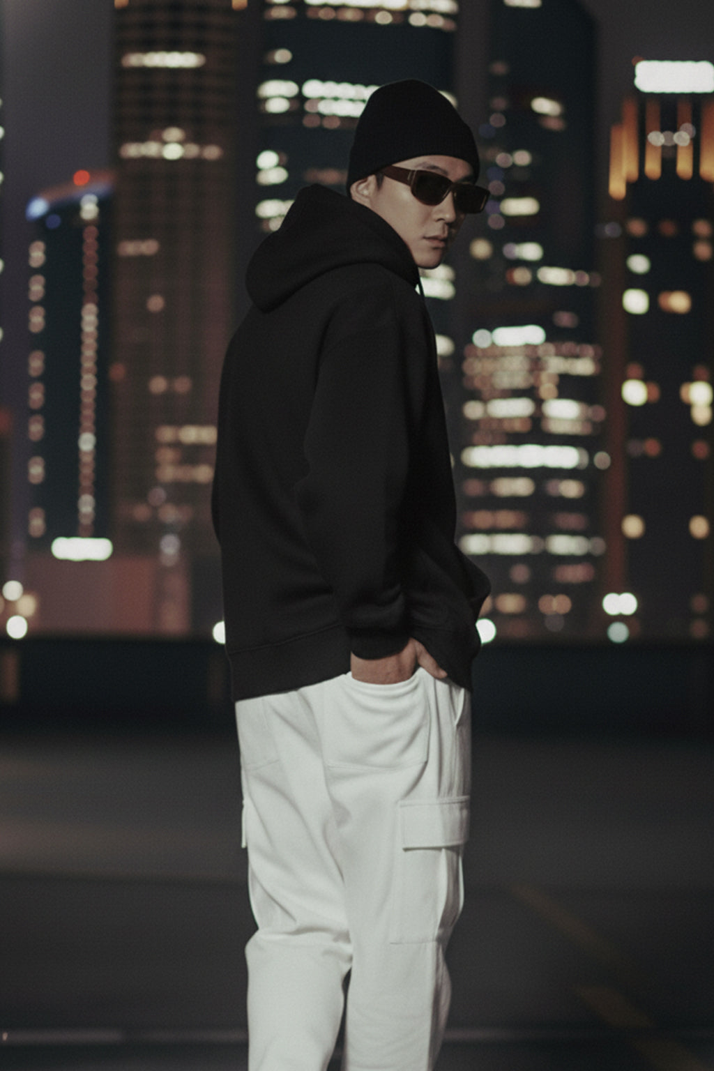 New Jersey Dark Grey Oversized Printed Hoodie