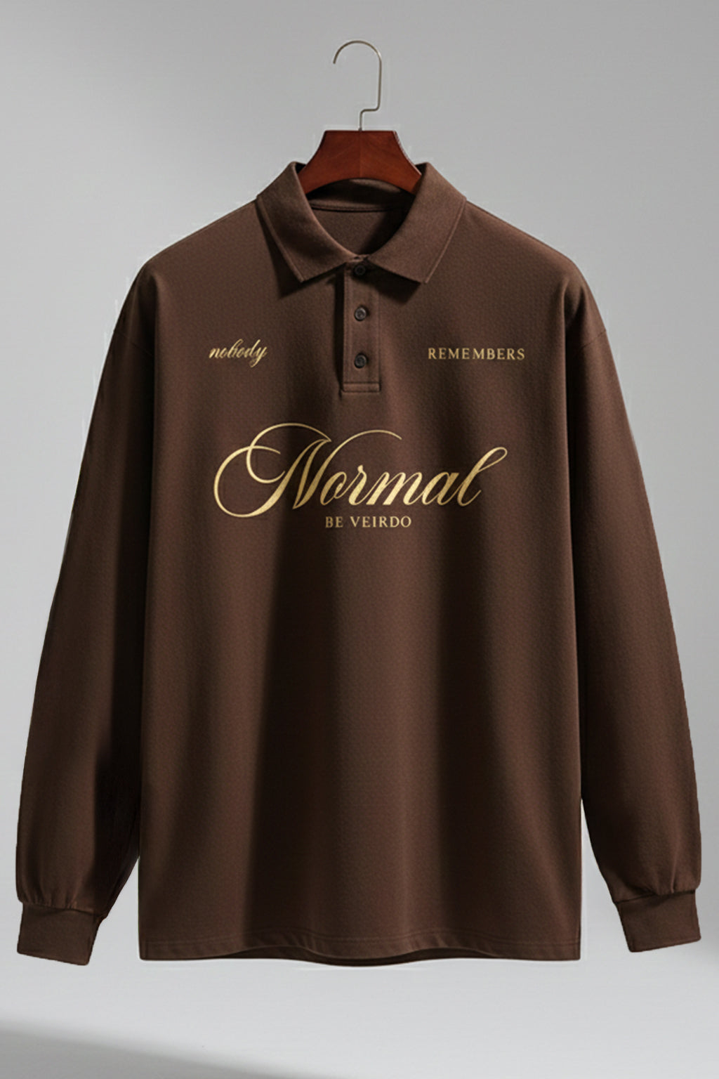 Be Veirdo Brown Oversized Full Sleeve Exclusive Polo T-shirt
