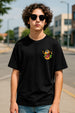 Burger Black Oversized Graphic Pocket Printed Boys T-shirt