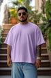 Lilac Solid Oversized Plus Size T-shirt