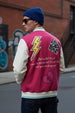 Purple Front Graphic Printed Varsity Jacket