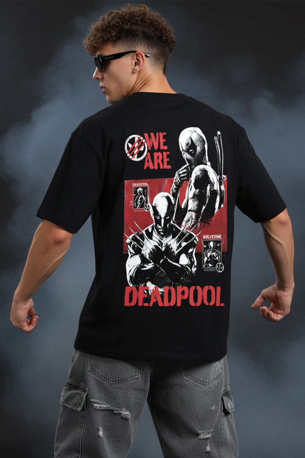 I AM MARVEL JESUS Super Hero Black Oversized Deadpool T-Shirt