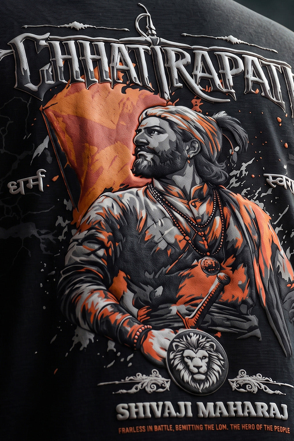 छत्रपति शिवाजी महाराज Black Puff Printed Exclusive T-shirt Epic Collection