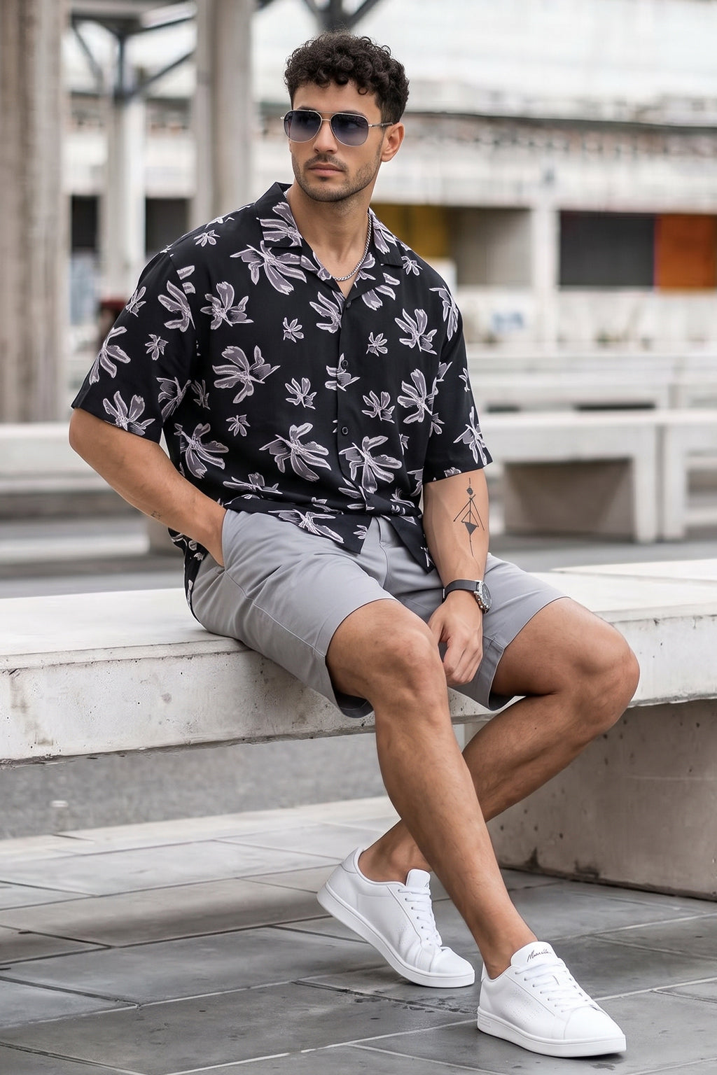 Crimson Petal Black All Over Printed Oversized Exclusive Shirt
