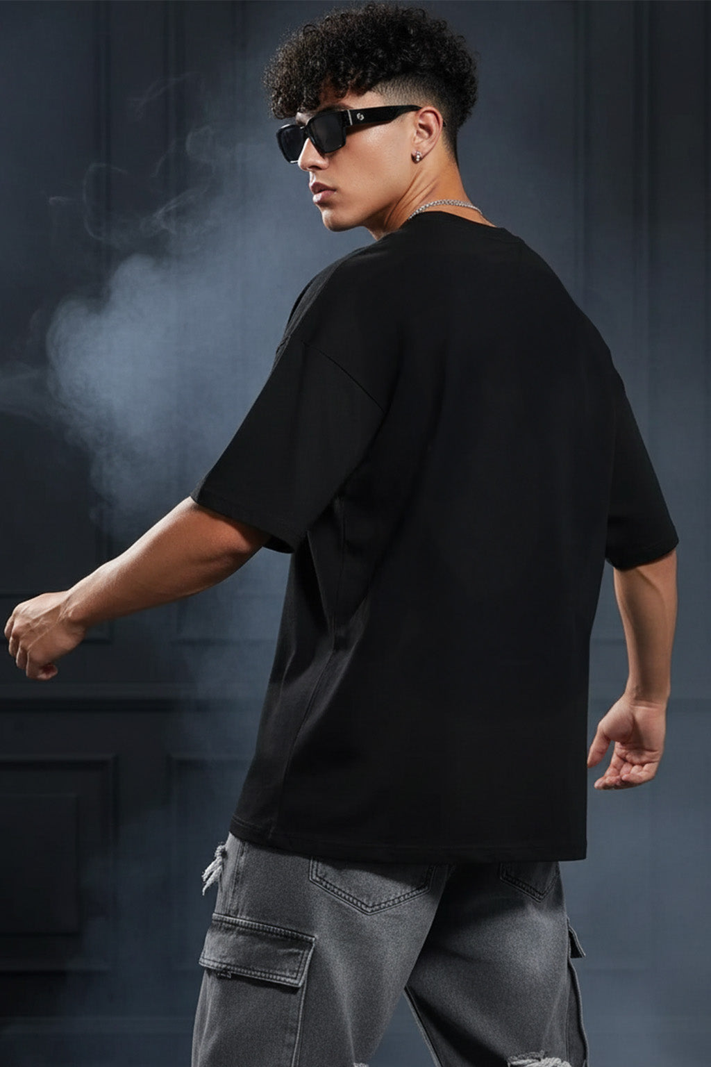 Eye Black Oversized Pocket Graphic Printed T-shirt
