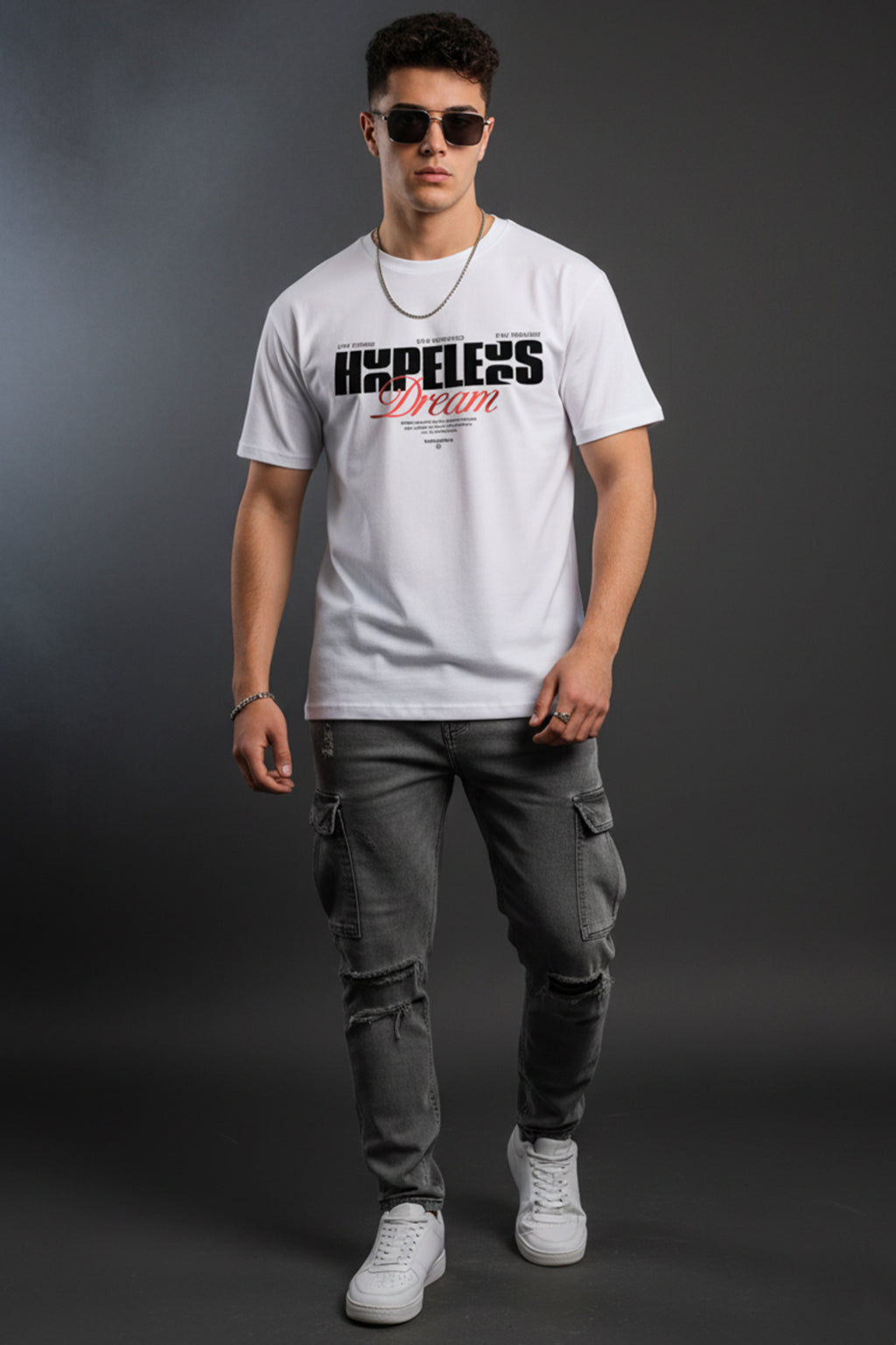 Hopeless White Regular Fit Printed T-shirt