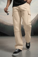 Beige Pure Woven Straight Fit 5 Pocket Cargo