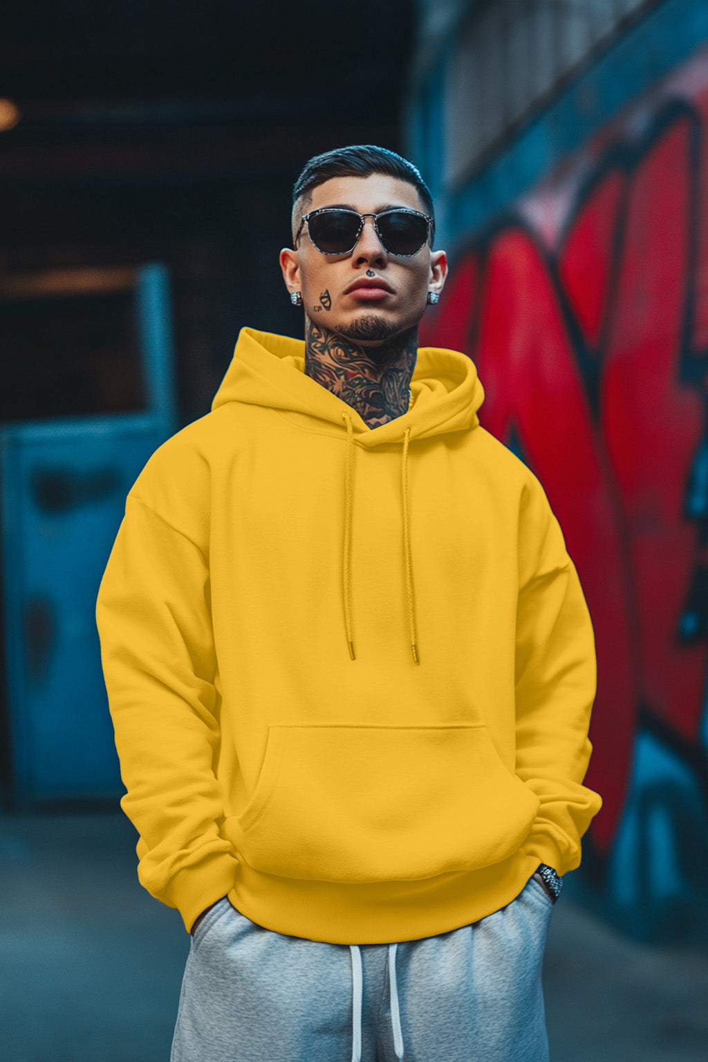 Mustard Plain Regular Hoodie