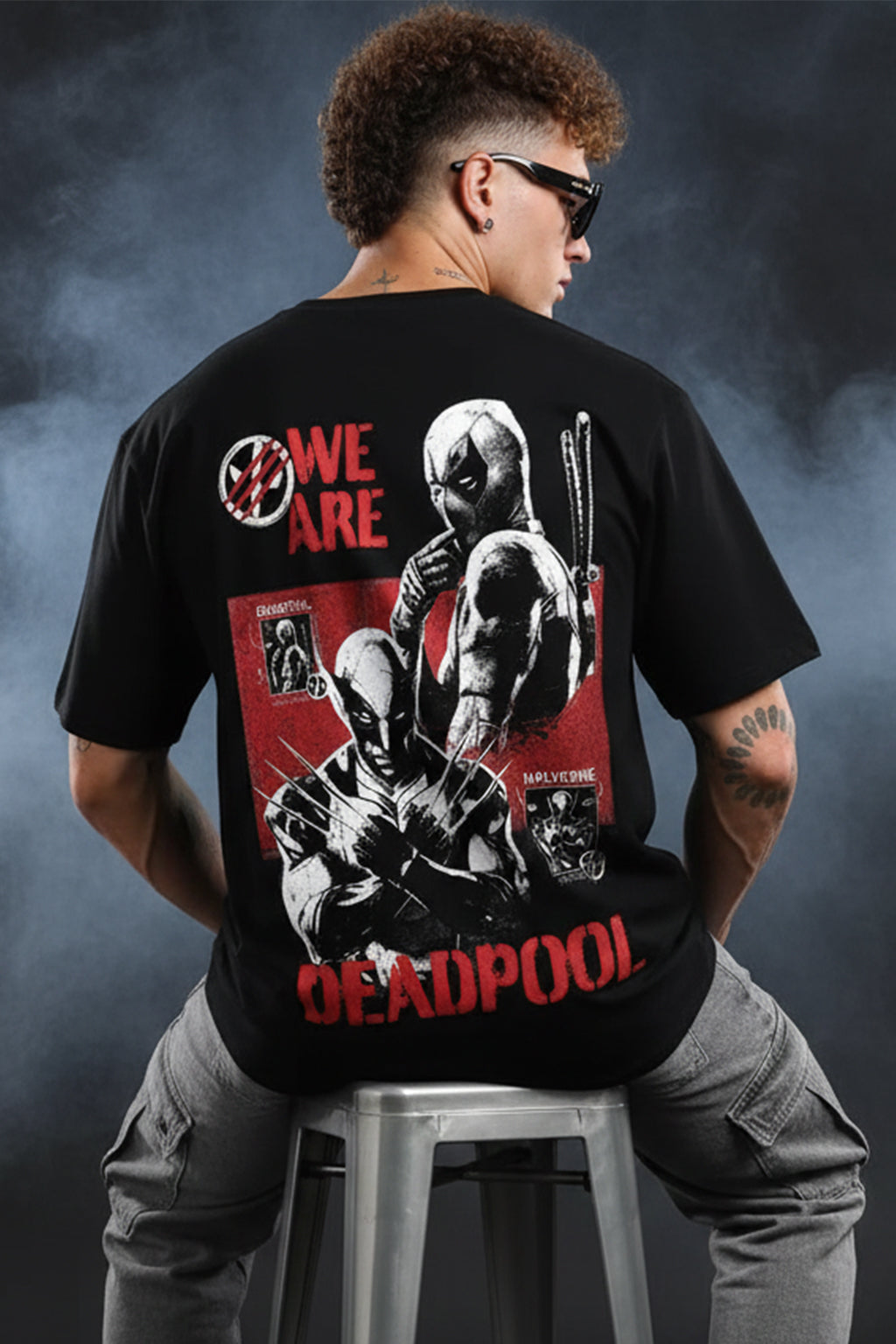 I AM MARVEL JESUS Super Hero Black Oversized Deadpool T-Shirt