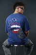 OLD SCHOOL Blue Oversized Back Graphic Printed T-shirt