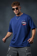 OLD SCHOOL Blue Oversized Back Graphic Printed T-shirt