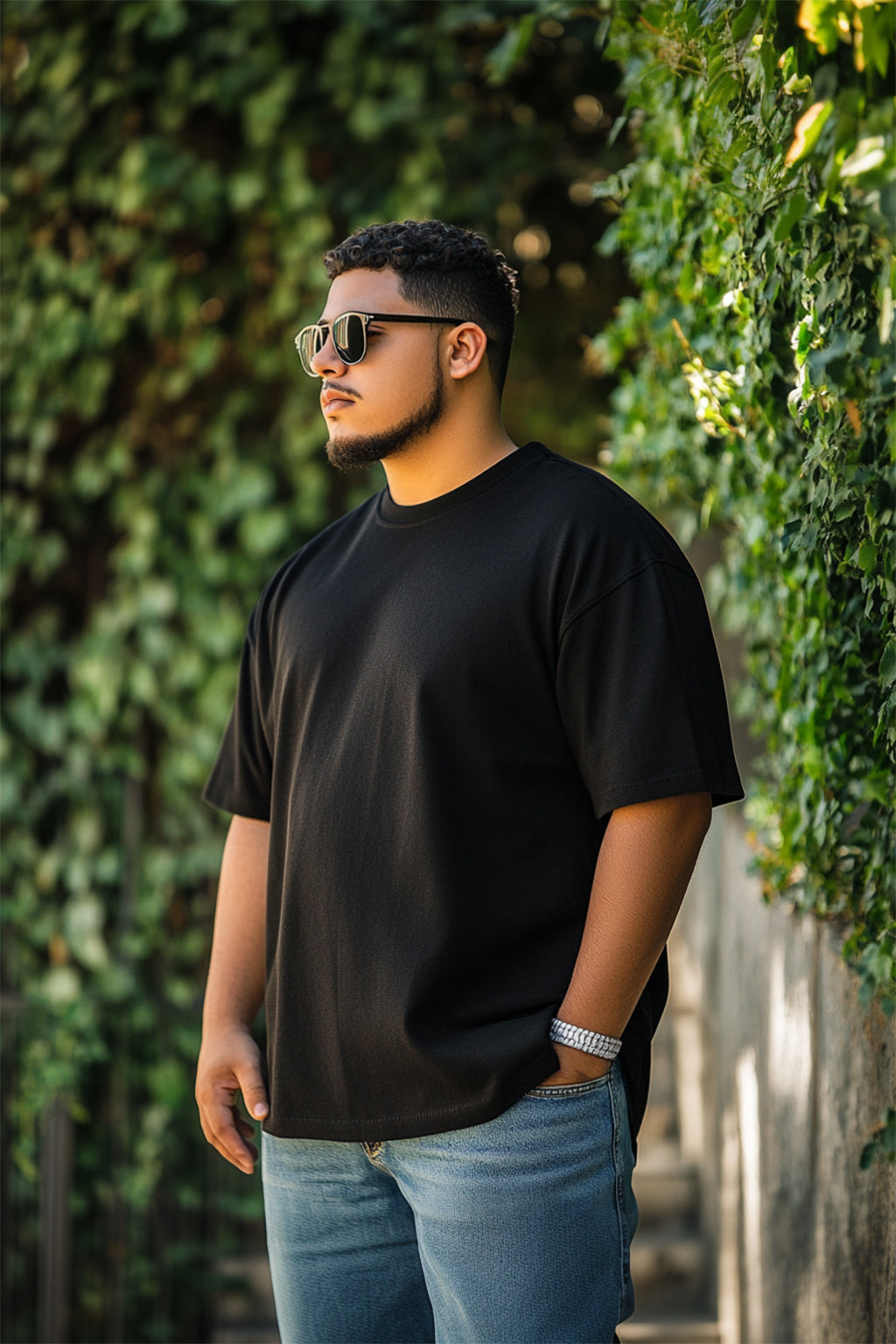 Black Plain Oversized Plus Size T-shirt