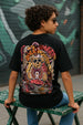 Teddy Black Oversized Graphic Back Printed Boys T-shirt